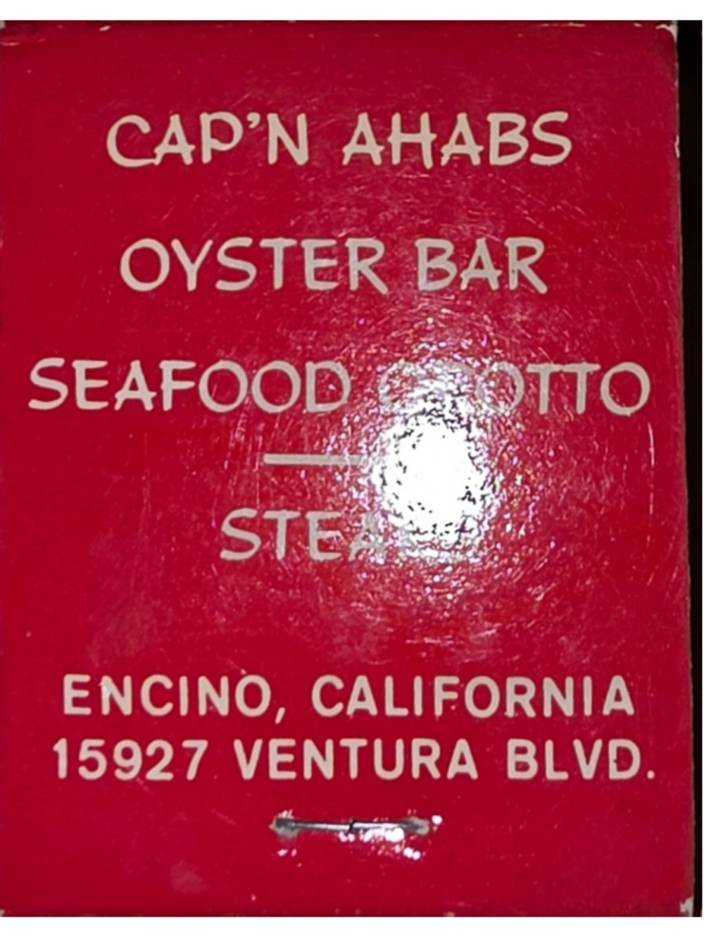 Vintage Fireside Inn Cap'n Ahab's Encino CA Matchbook Unused Unstruck